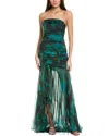 Rene Ruiz Spaghetti Strap Printed Chiffon Trapeze