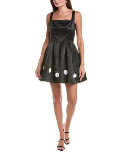 Rene Ruiz Square Neck A-line Faille Dress In Black