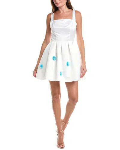 Rene Ruiz Square Neck A-line Faille Dress In White