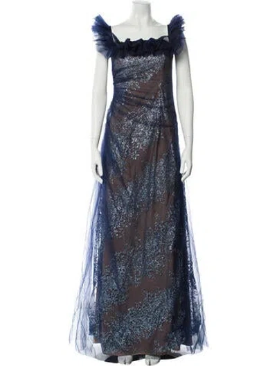 Pre-owned Rene Ruiz Square Neckline Long Dress W/ Tags In Blue