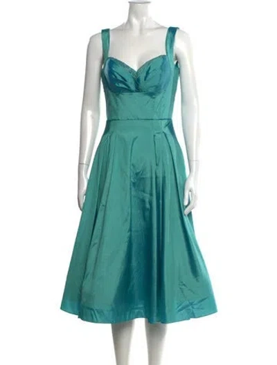 Pre-owned Rene Ruiz Square Neckline Midi Length Dress W/ Tags In Blue