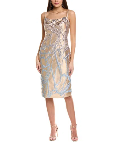 Rene Ruiz Straight Neckline Spagnetti Strap Midi In Beige