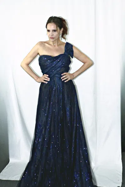 Rene Ruiz Strapless Bow Bust Gown In Multi