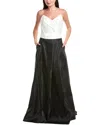 Rene Ruiz Strapless Colorblocked Mikado Gown