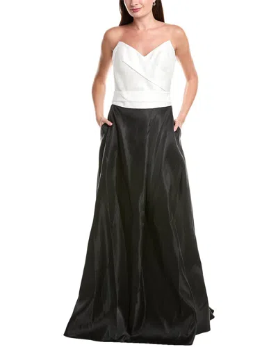 Rene Ruiz Strapless Colorblocked Mikado Gown In Multi