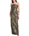 Rene Ruiz Strapless Column Gown In Gold