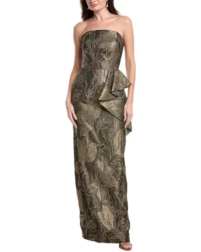 Rene Ruiz Strapless Column Gown In Gold