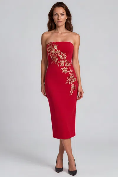 Rene Ruiz Strapless Crepe Cocktail Dress In Red