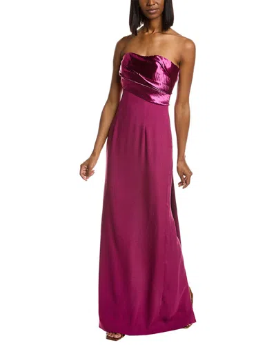 Rene Ruiz Strapless Crepe Gown In Pink