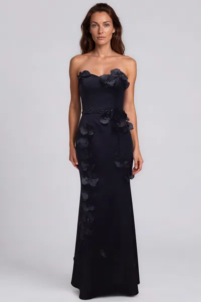 Rene Ruiz Strapless Crepe Mermaid Gown In Black
