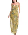 Rene Ruiz Strapless Draped Chiffon Gown In Green