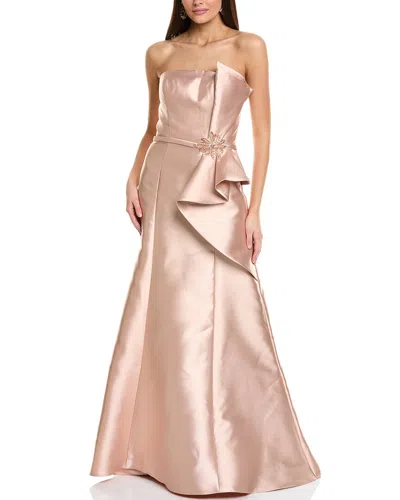 Rene Ruiz Strapless Faille Fit And Flare Gown In Yellow