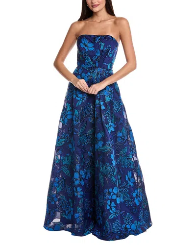 Rene Ruiz Strapless Gown In Blue