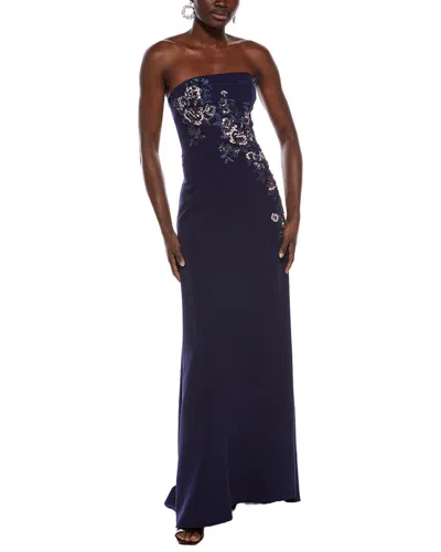 Rene Ruiz Strapless Gown In Blue