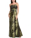 Rene Ruiz Strapless Hand-draped Gown In Multi