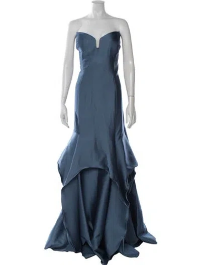 Pre-owned Rene Ruiz Strapless Long Dress W/ Tags In Blue