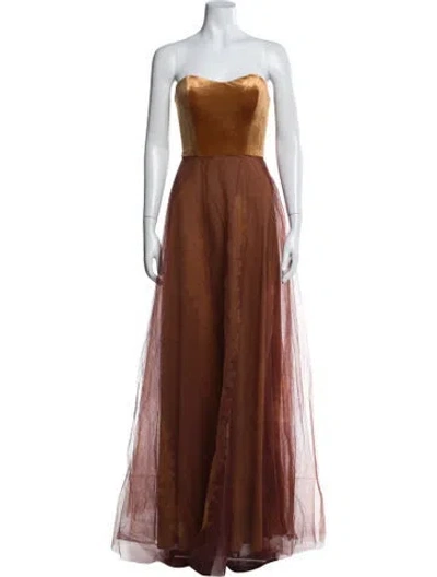 Pre-owned Rene Ruiz Strapless Long Dress W/ Tags In Orange