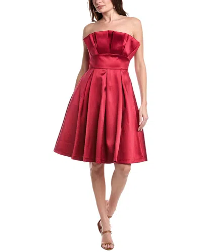 Rene Ruiz Strapless Pleated Mikado Short Dress In Brown