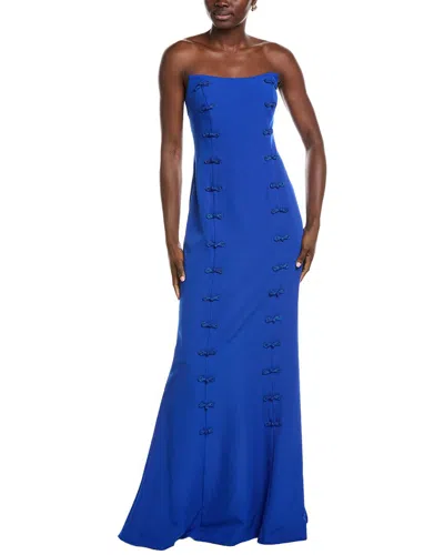 Rene Ruiz Strapless Scoop Neck Column Gown In Brown