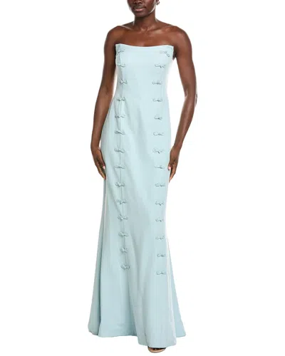 Rene Ruiz Strapless Scoop Neck Column Gown In Green