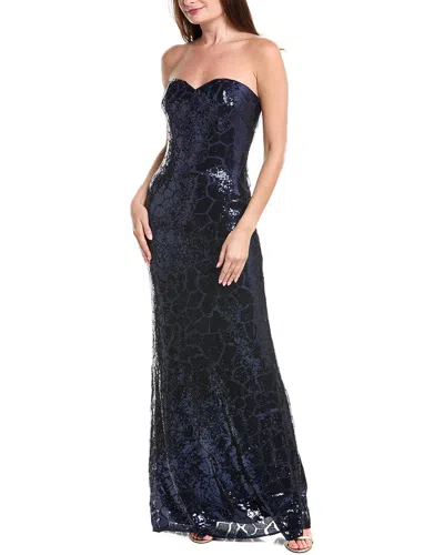 Rene Ruiz Strapless Sweetheart Sequin Gown In Blue