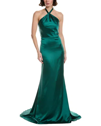 Rene Ruiz Stretch Satin Gown In Green