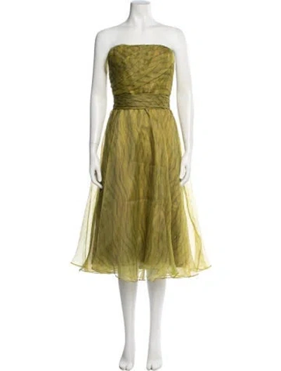 Pre-owned Rene Ruiz Striped Midi Length Dress W/ Tags In Green