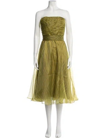 Pre-owned Rene Ruiz Striped Midi Length Dress W/ Tags In Green