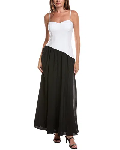 Rene Ruiz Sweetheart Colorblock Drop-waist Maxi Dress In White