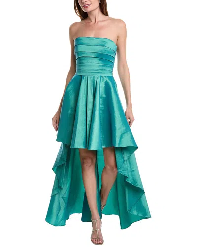 Rene Ruiz Taffeta High-low Cocktail Dress In Blue