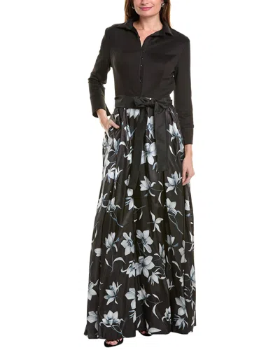 Rene Ruiz Taffeta Shirt Gown In Black