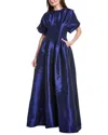 Rene Ruiz Taffeta Shirt Gown In Blue