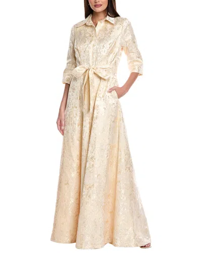 Rene Ruiz Taffeta Shirt Gown In Neutral
