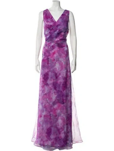 Pre-owned Rene Ruiz Tie-dye Print Long Dress W/ Tags In Purple