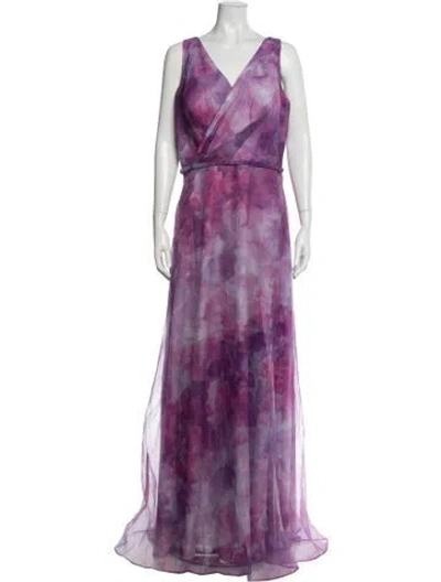 Pre-owned Rene Ruiz Tie-dye Print Long Dress W/ Tags In Purple