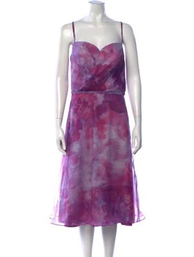 Pre-owned Rene Ruiz Tie-dye Print Midi Length Dress W/ Tags In Purple
