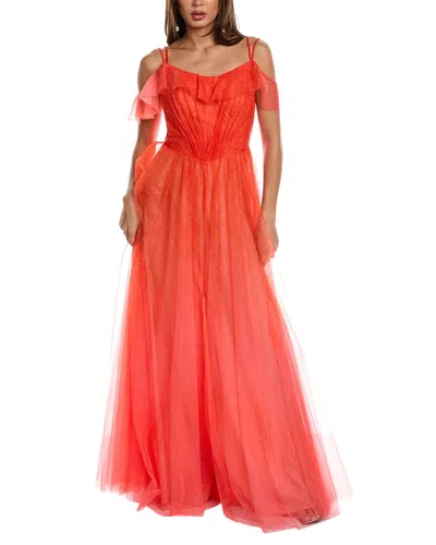 Rene Ruiz Tulle Gown In Orange