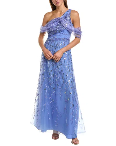 Rene Ruiz Tulle Wrap A-line Dress In Blue