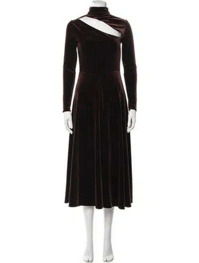 Pre-owned Rene Ruiz Turtleneck Long Dress In Brown