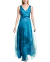 Rene Ruiz V-neck Embroidered A-line Gown