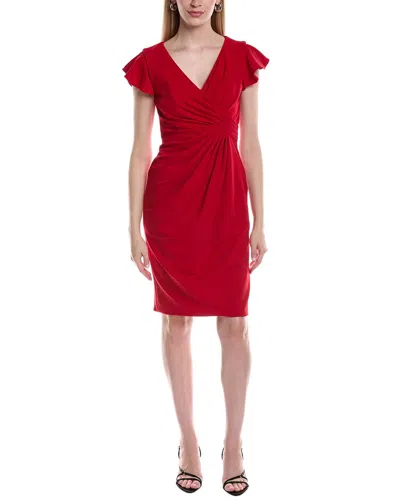 Rene Ruiz V-neck Flutter Sleeve Draped Cocktail Dress In Multi