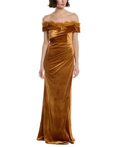 Rene Ruiz Velvet Gown In Orange