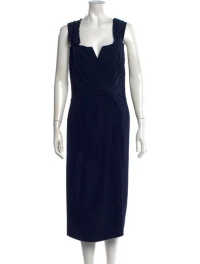 Pre-owned Rene Ruiz V-neck Knee-length Dress In Blue