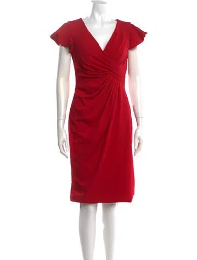 Pre-owned Rene Ruiz V-neck Knee-length Dress W/ Tags In Red