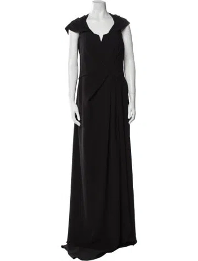 Pre-owned Rene Ruiz V-neck Long Dress In Black