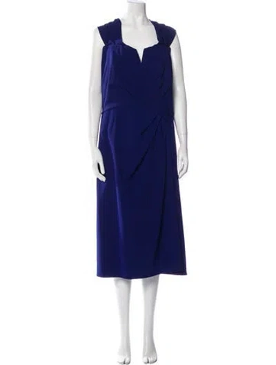Pre-owned Rene Ruiz V-neck Long Dress In Blue
