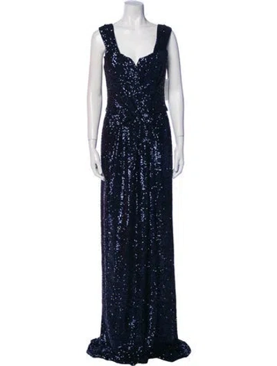 Pre-owned Rene Ruiz V-neck Long Dress In Blue