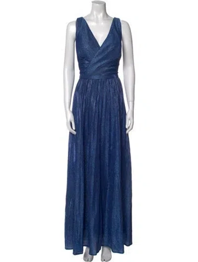 Pre-owned Rene Ruiz V-neck Long Dress In Blue