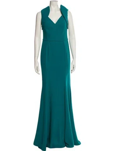 Pre-owned Rene Ruiz V-neck Long Dress In Green