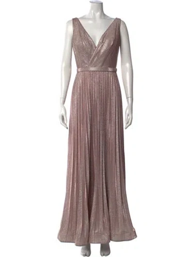Pre-owned Rene Ruiz V-neck Long Dress In Pink